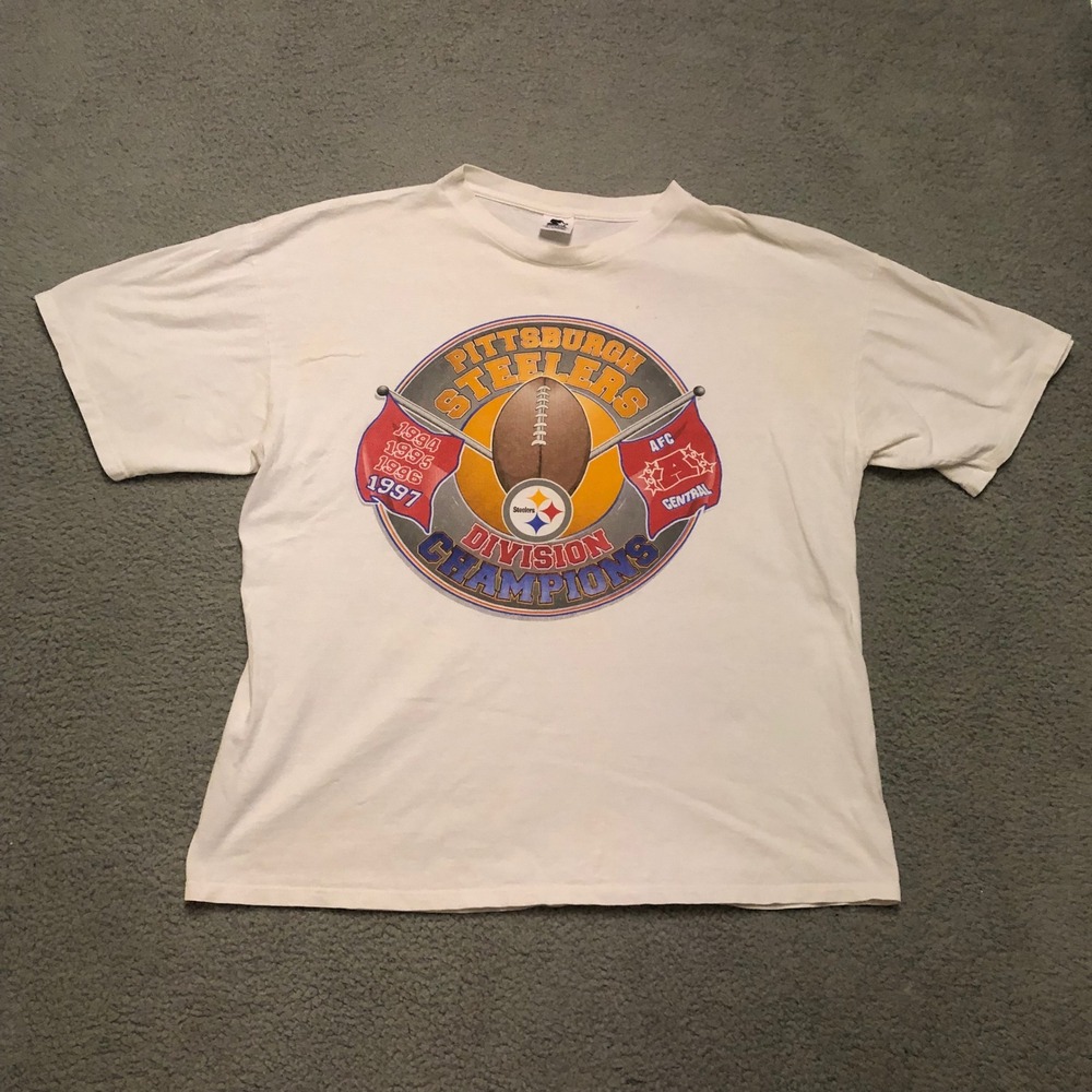 Vtg 1997 Pittsburgh‎ Steelers Division Champions T-Shirt NFL Football Starter XL